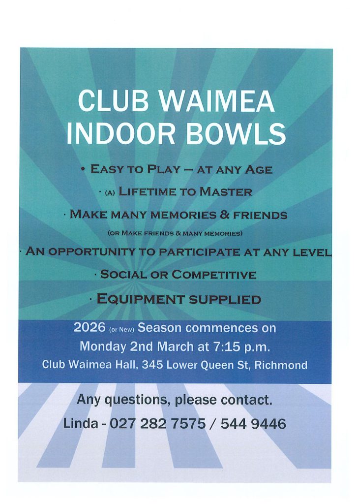 Indoor Bowls schedule and contact details